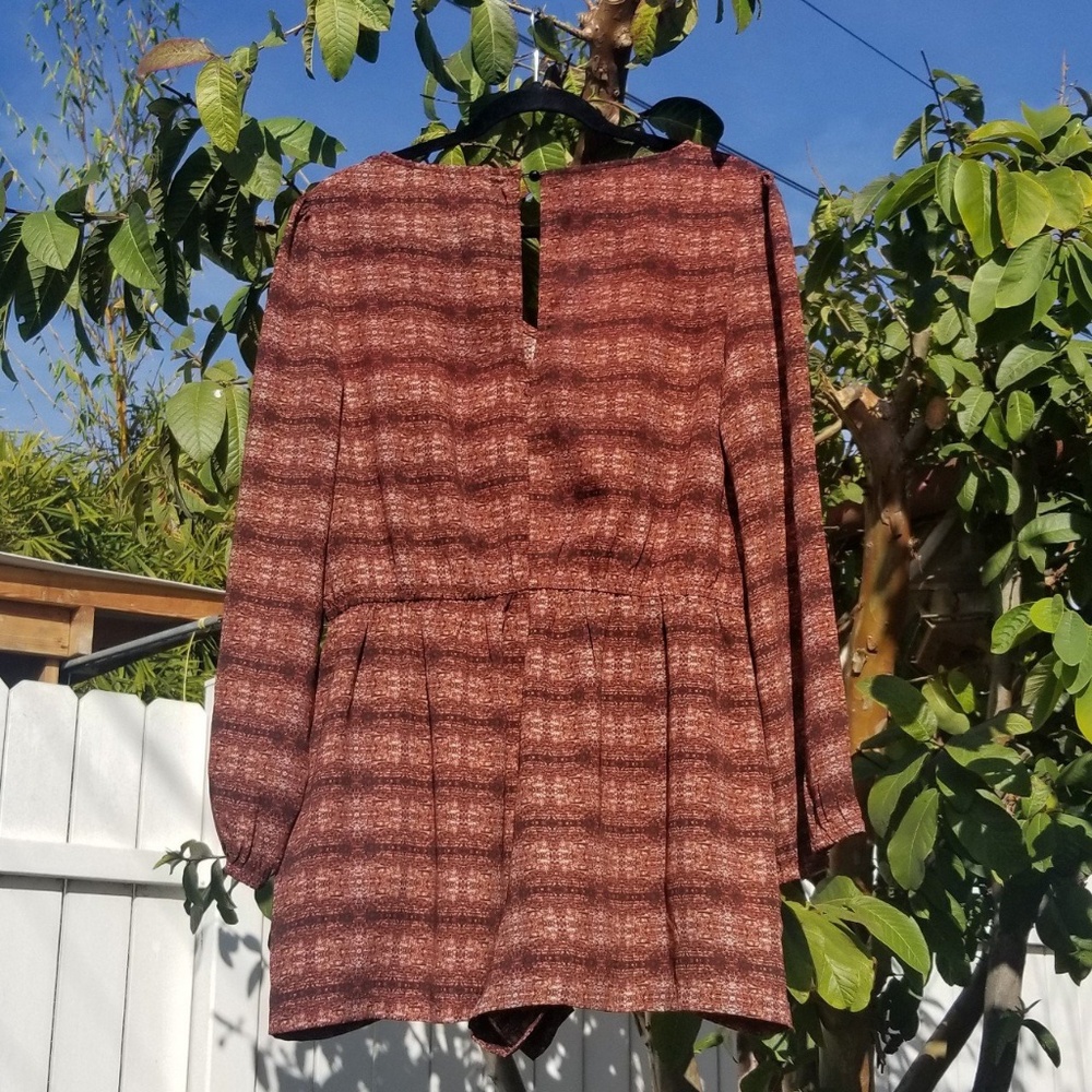 SOLD Brown Romper with Earthy Design - Picture 2 of 4